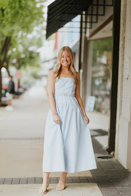 INES STRAPLESS MIDI DRESS