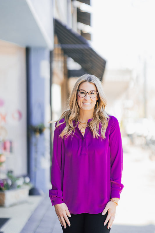 POLY BUTTON FRONT BLOUSE
