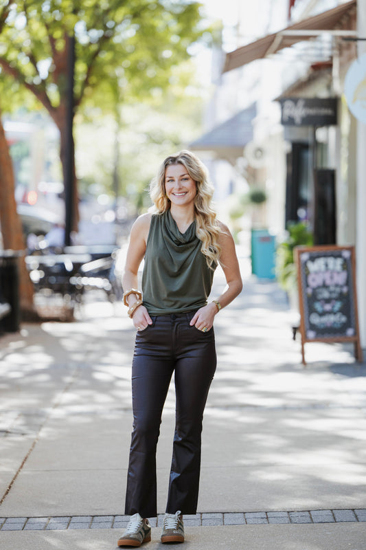 DRAPE NECK SLEEVELESS TOP