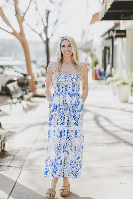 NADINE AIRY PALM MAXI DRESS
