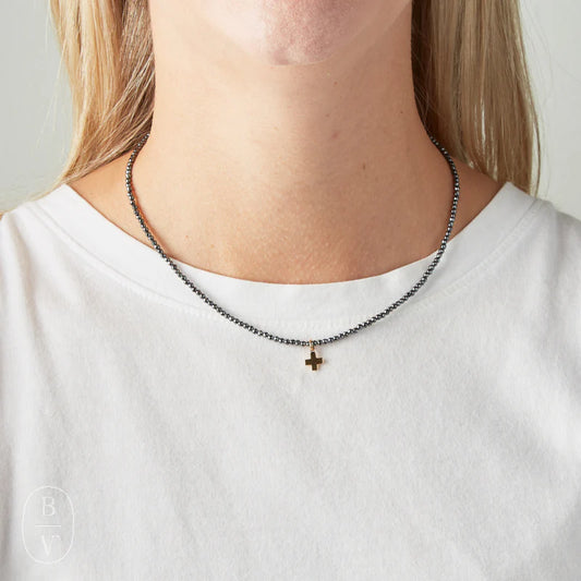 SILVER HEM CHOKER 17 CROSS