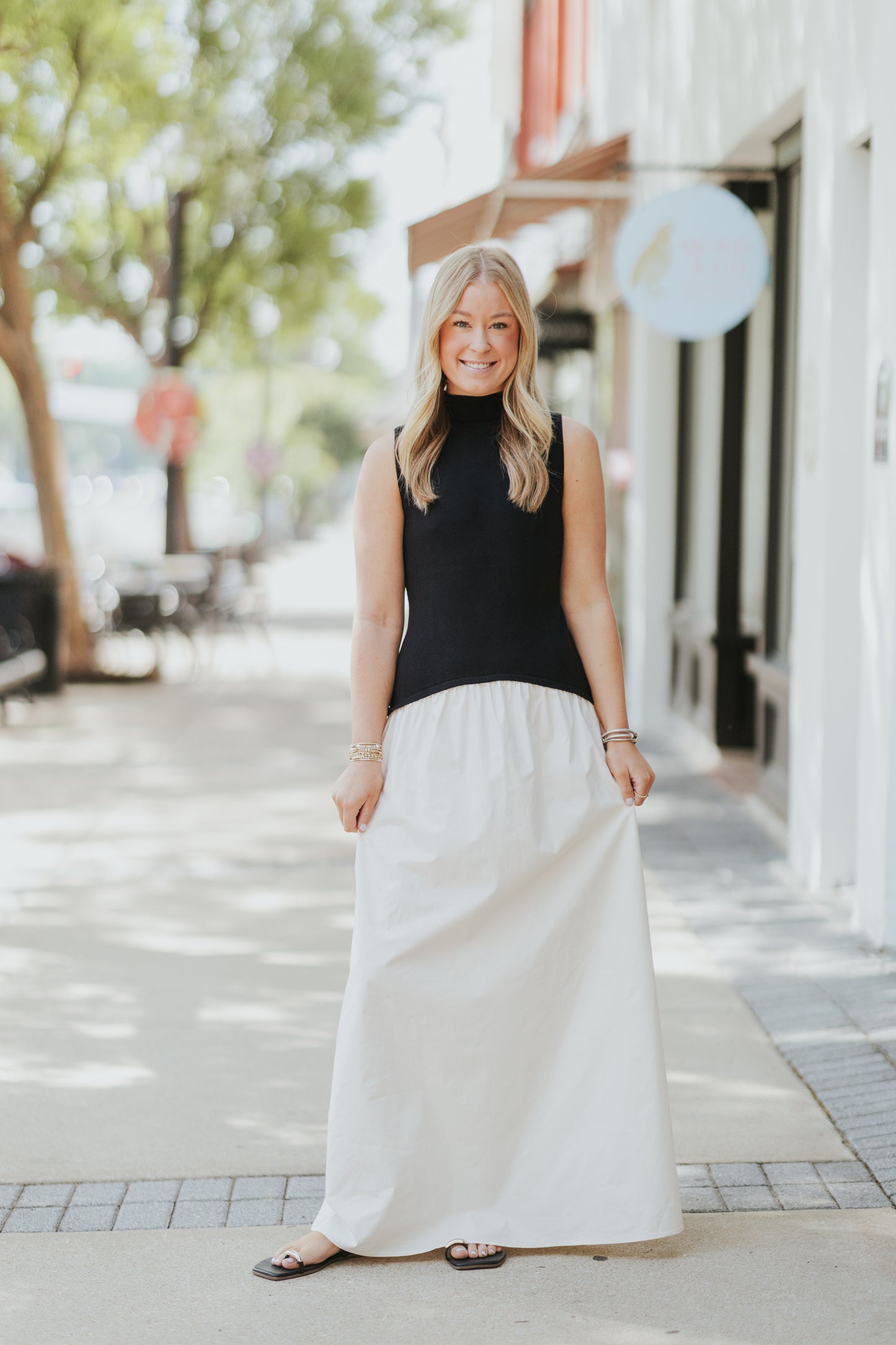 TOP IT OFF MIXED MEDIA DRESS