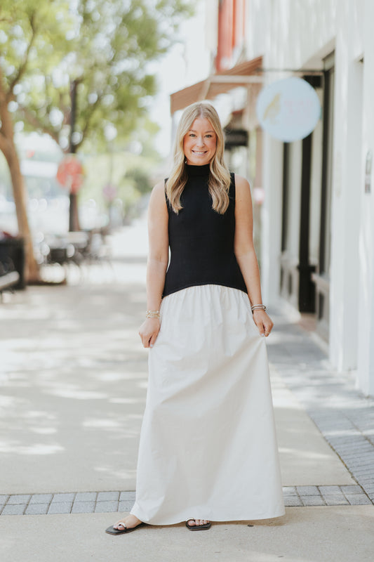 TOP IT OFF MIXED MEDIA DRESS