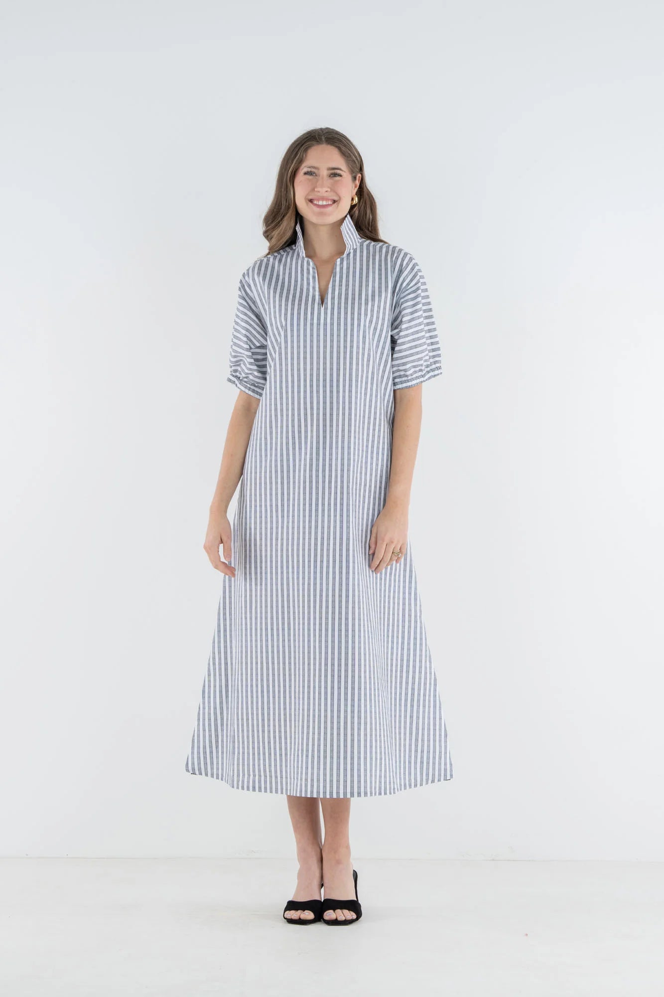 BLACK STRIPE POPPY MAXI