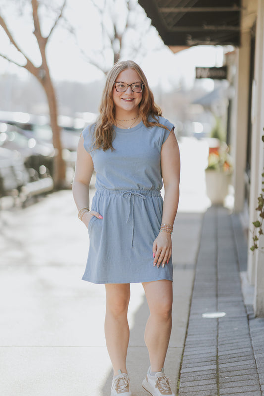 KALANI JERSEY DENIM DRESS SANTORINI INDIGO