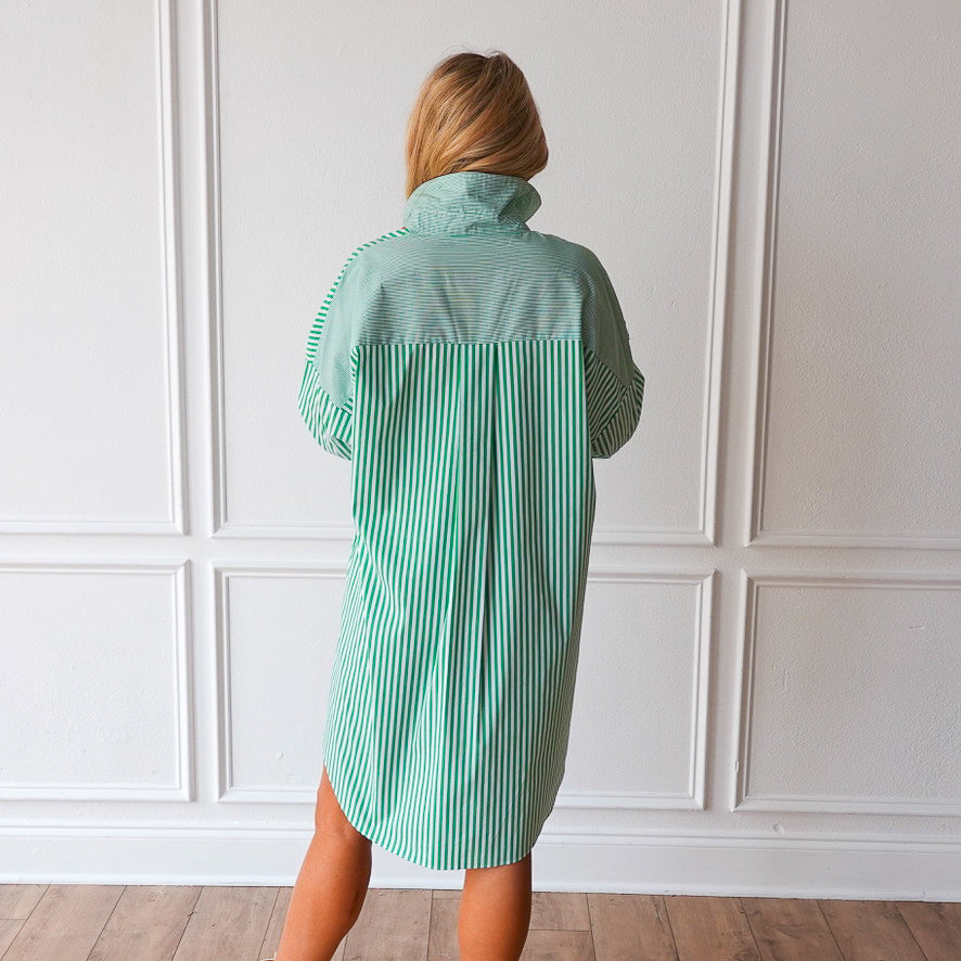 FRANCES DRESS GREEN STRIPE