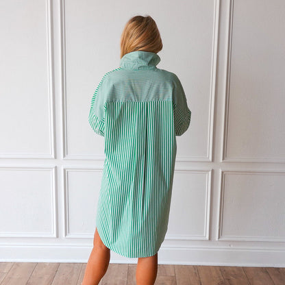 FRANCES DRESS GREEN STRIPE