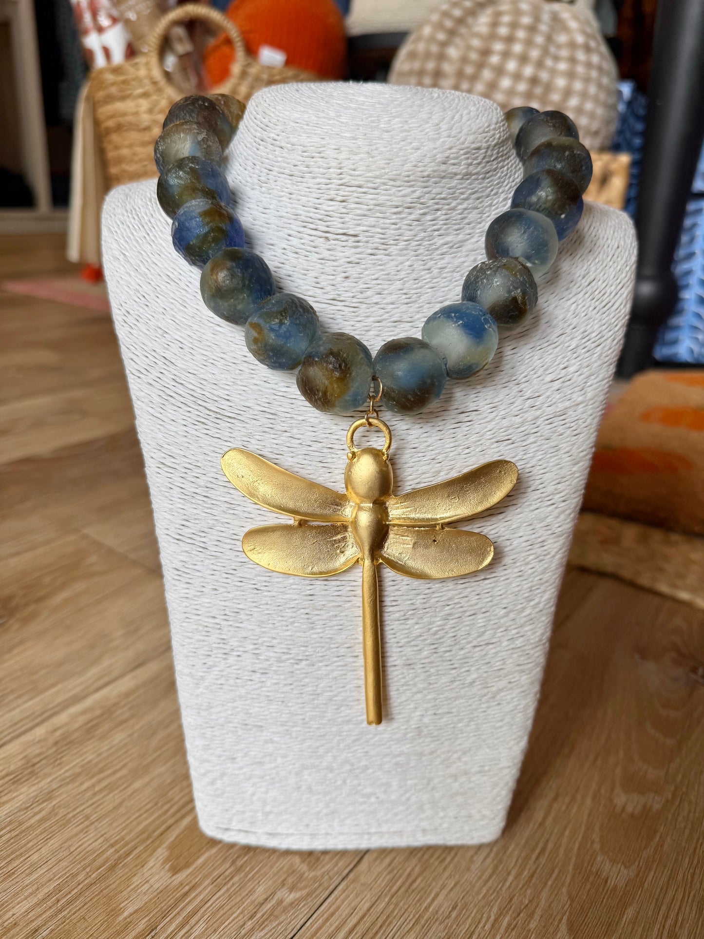 JUMBO GLASS DRAGONFLY NECKLACE