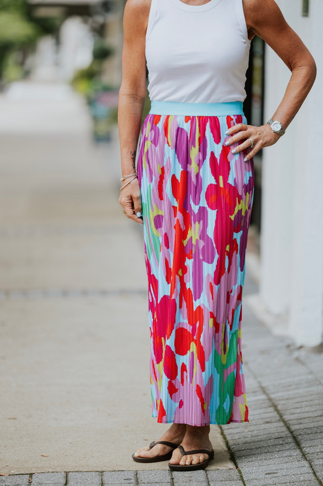 FLORAL PLEAT MAXI SKIRT