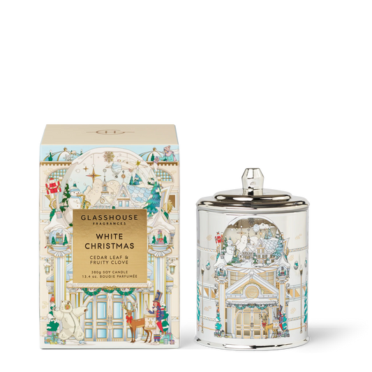 GLASSHOUSE WHITE CHRISTMAS CANDLE 13.4