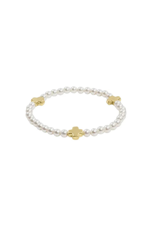 SIGNATURE CROSS PEARL 4MM GOLD