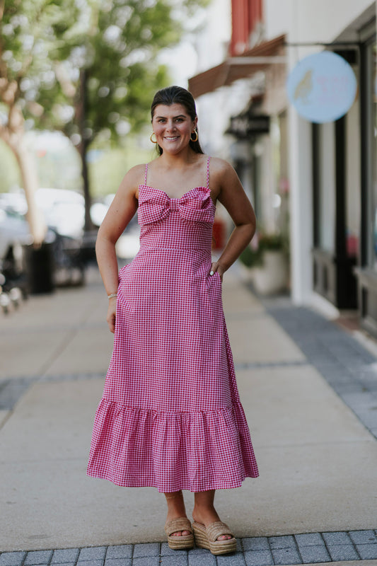 GINGHAM BOW DRESS