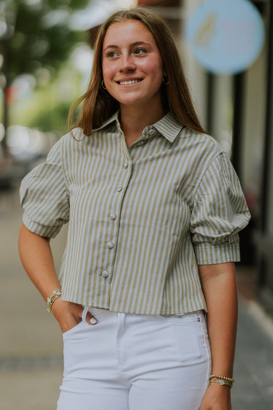 STRIPE LINEN TOP