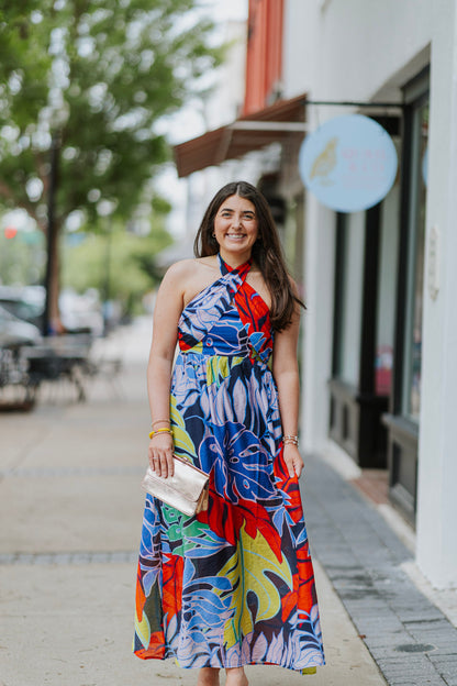 MIDNIGHT TROPICAL MAXI DRESS