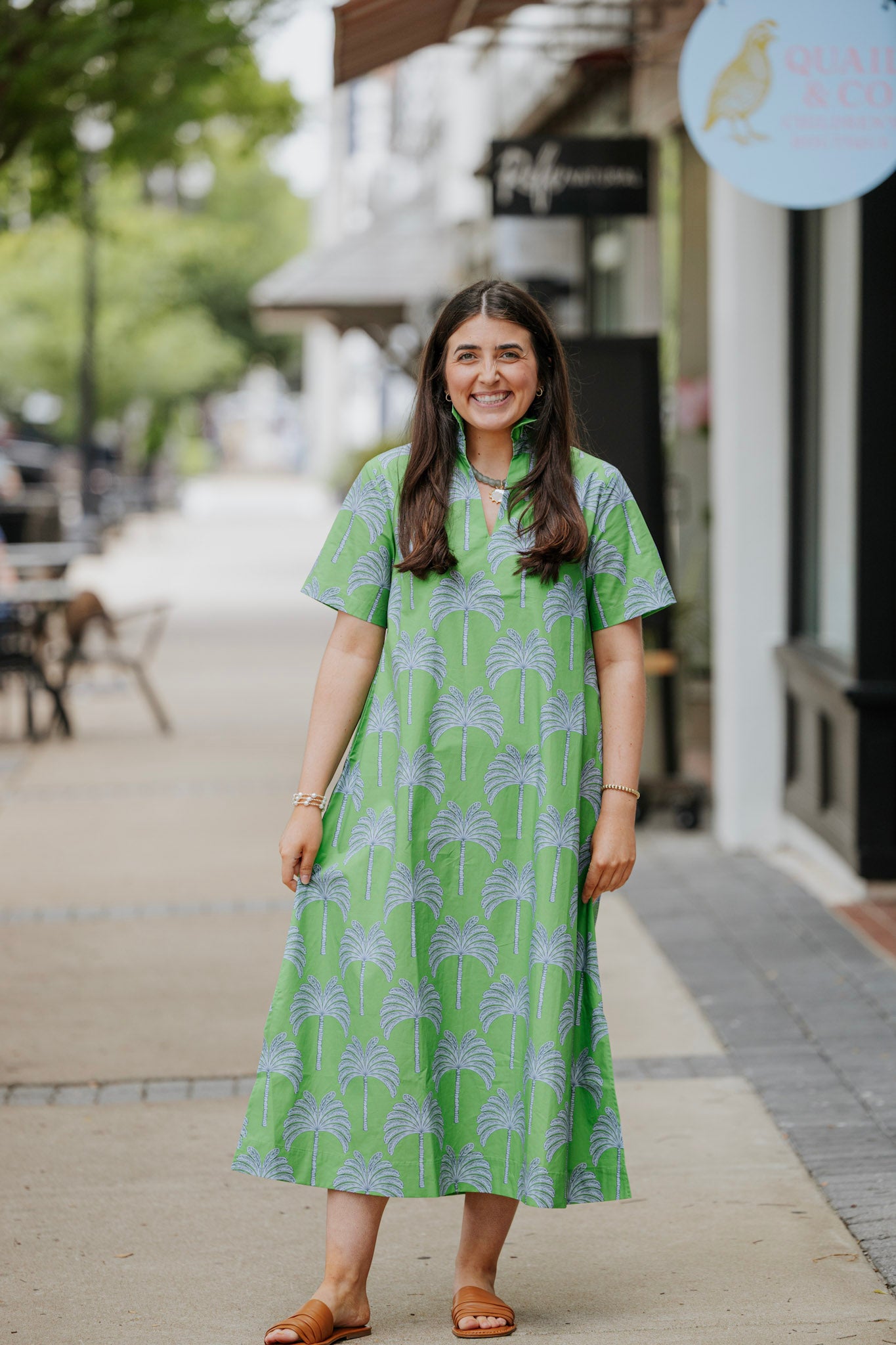 GREEN GEORGIA PALM DRESS