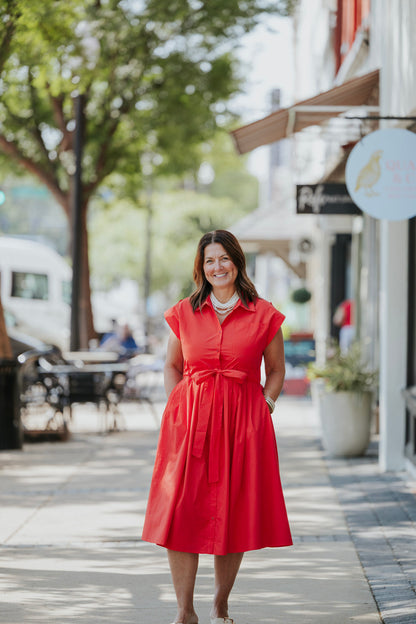 LANA CHERRY BUTTON FRONT DRESS
