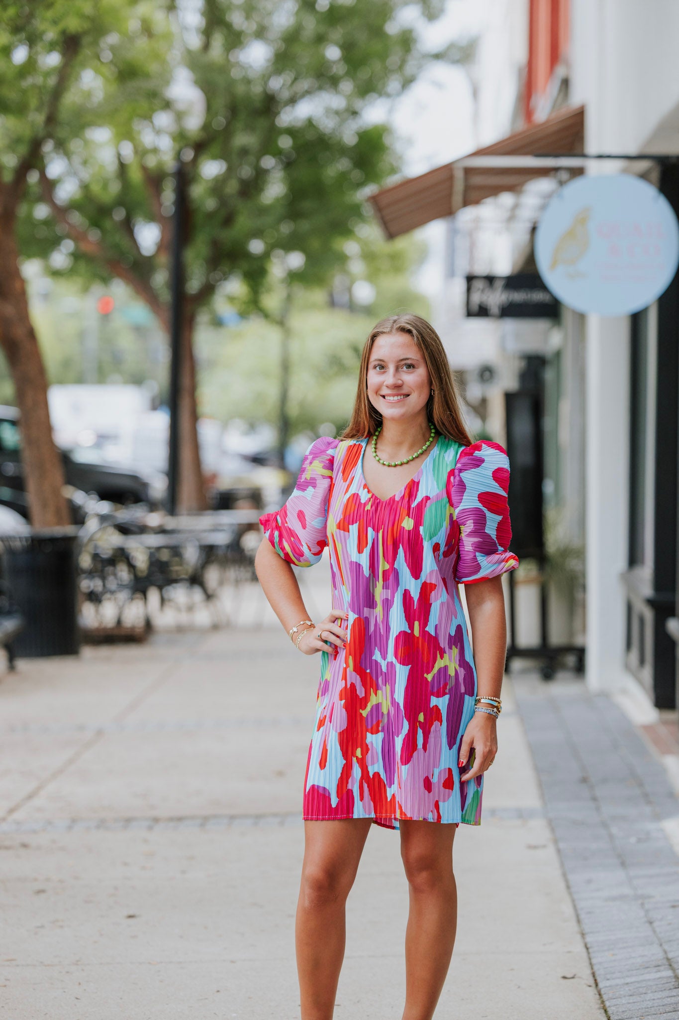 FLORAL PLEAT DRESS