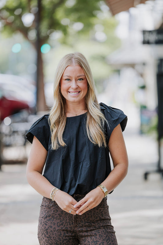 BLACK PLEATED TOP