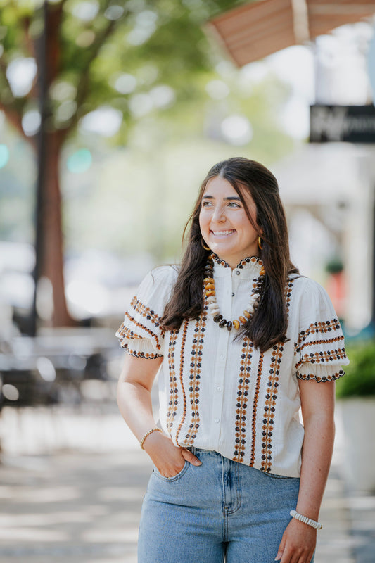 ROWS OF EMBROIDERY TOP
