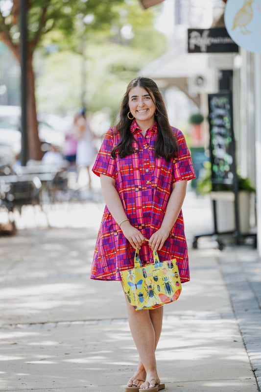PLAID SHIFT DRESS