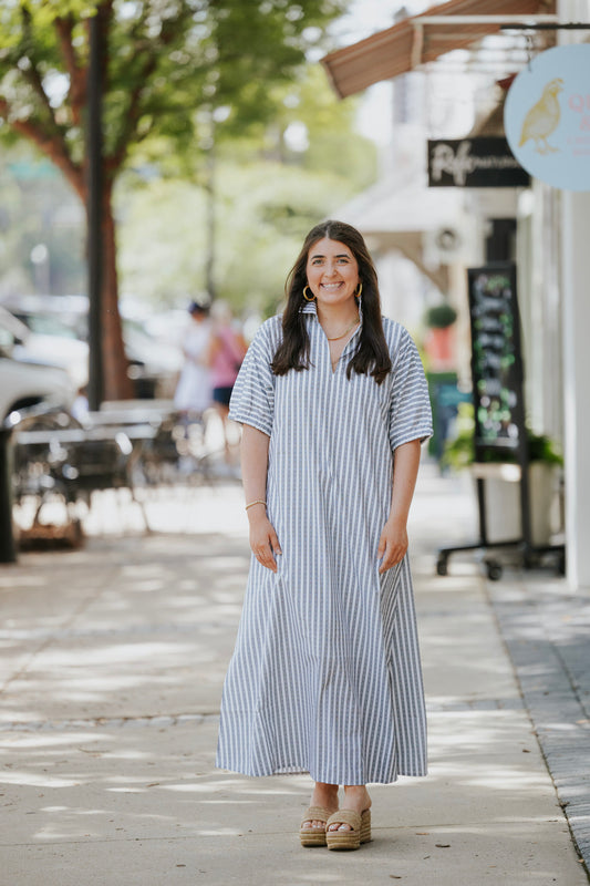 BLACK STRIPE POPPY MAXI