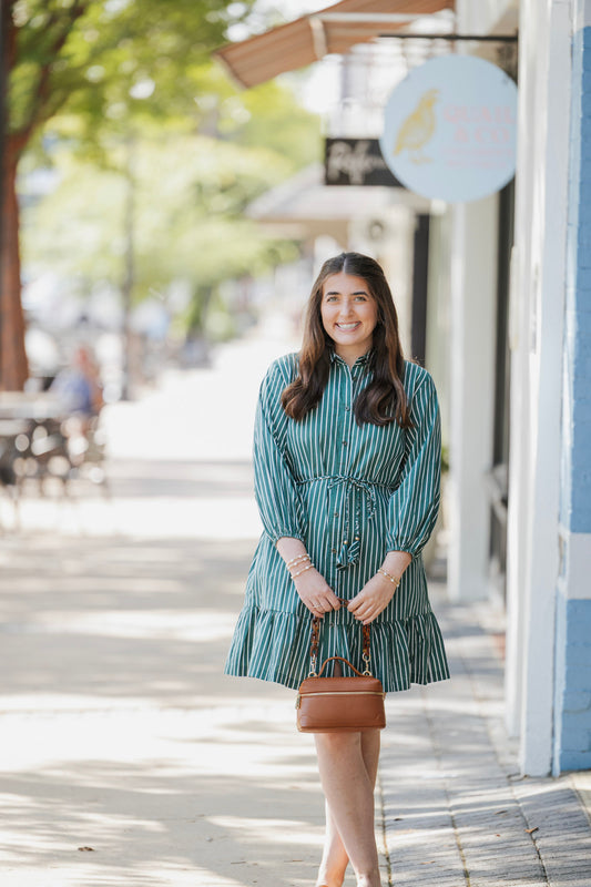 DENA STRIPE DRESS FOREST