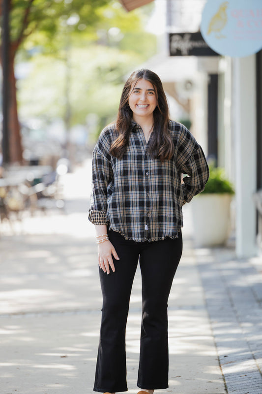 MIDNIGHT PLAID ADRIANNA TOP