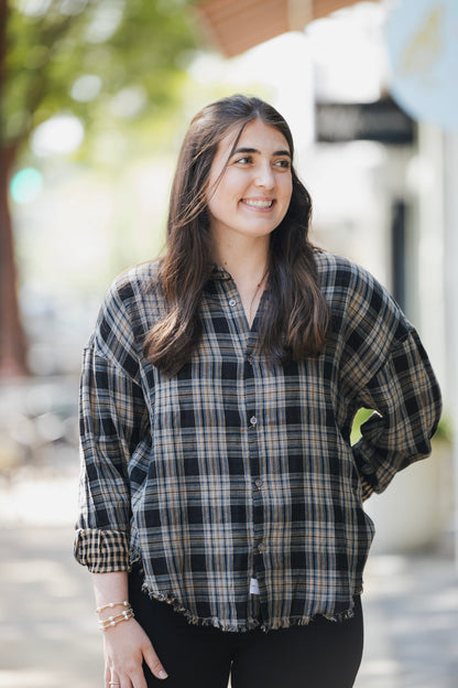 MIDNIGHT PLAID ADRIANNA TOP