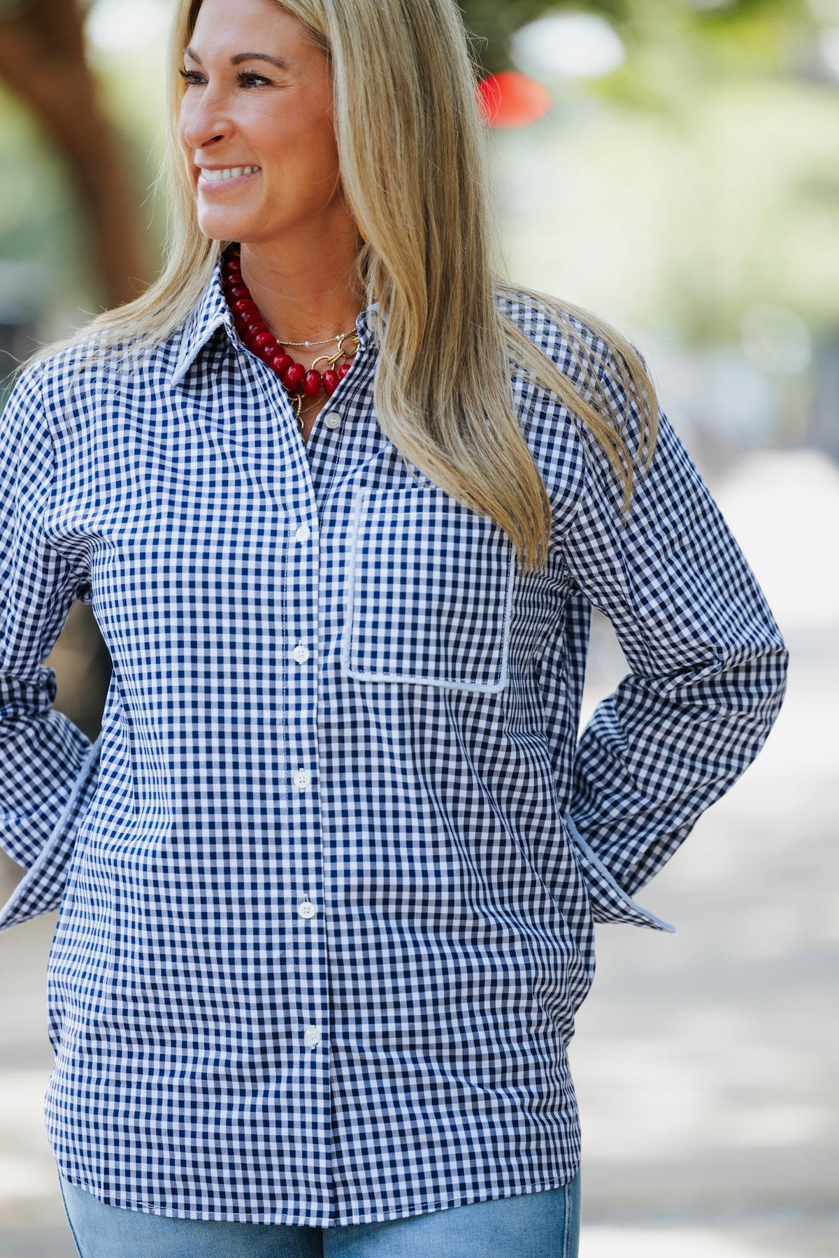 FRINGE LAWN TOP NAVY