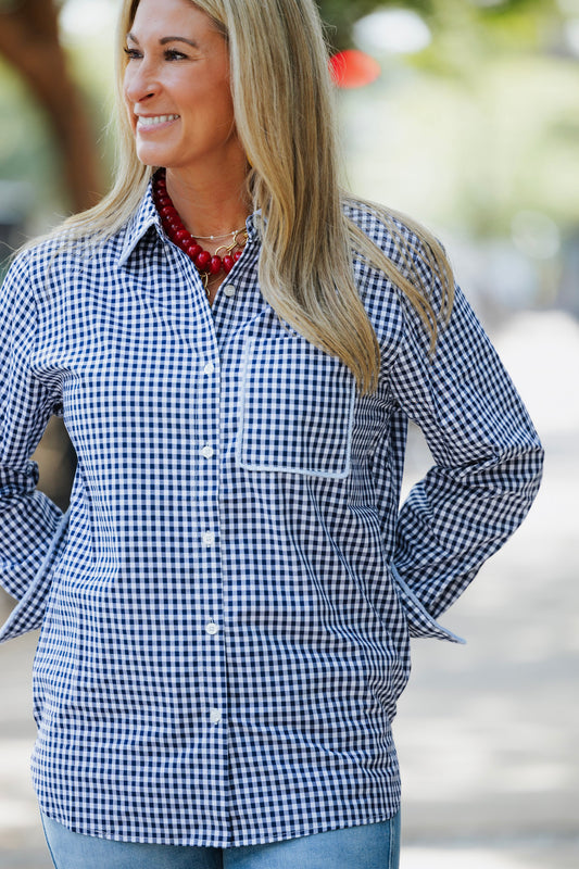 FRINGE LAWN TOP NAVY
