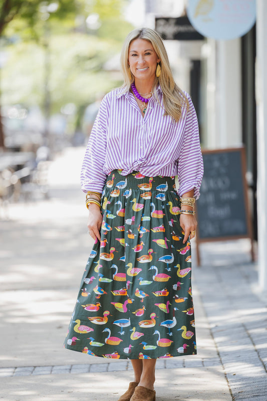 LILLA P SNAPDRAGON STRIPE DOLMAN SHIRT