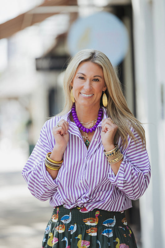 LILLA P SNAPDRAGON STRIPE DOLMAN SHIRT