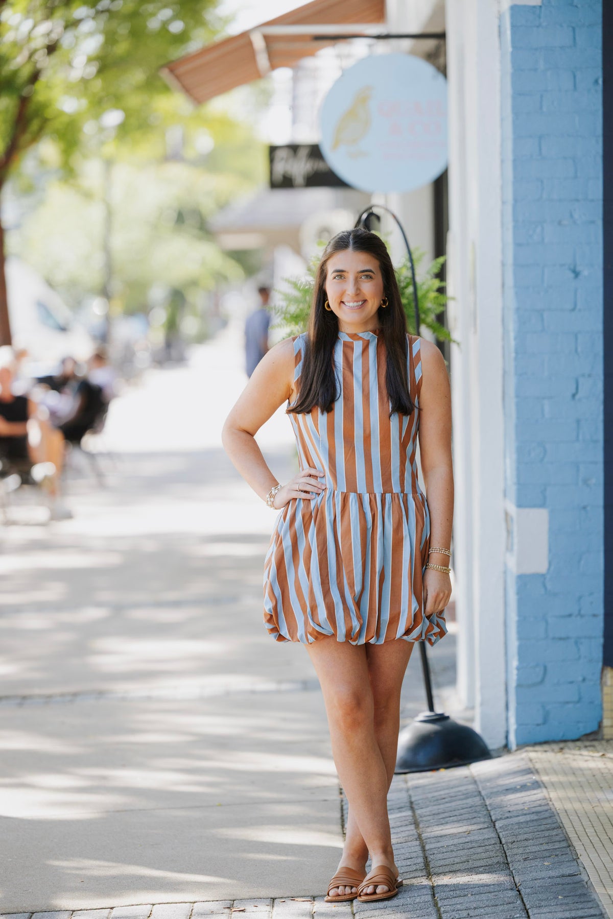BOLD STRIPE BUBBLE DRESS