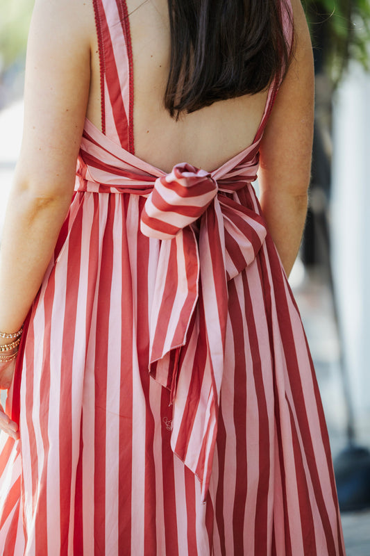 STRIPE TIE BACK DRESS