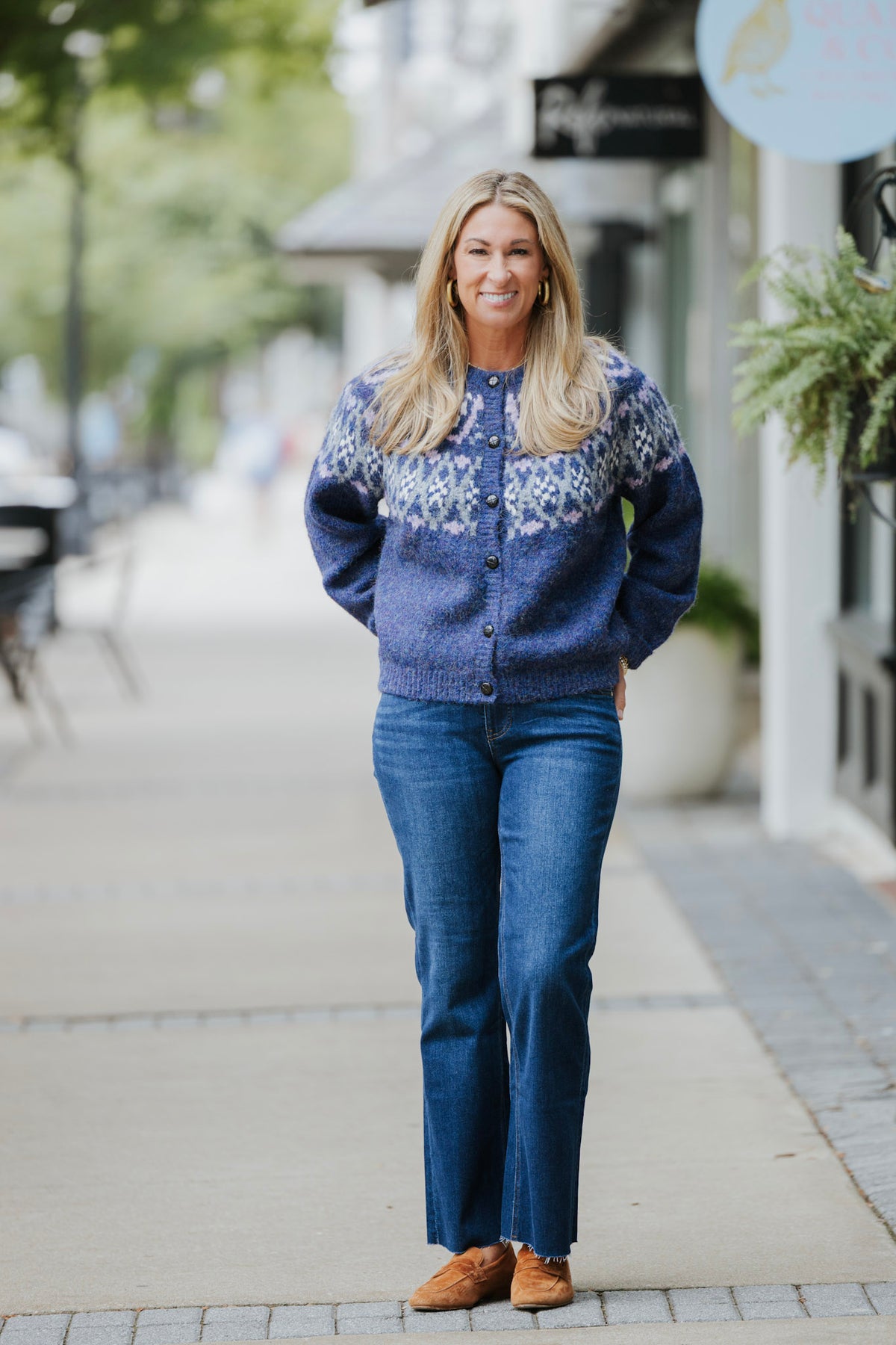 NAVY IRENE FAIR ISLE OVERSIZED CARDIGAN