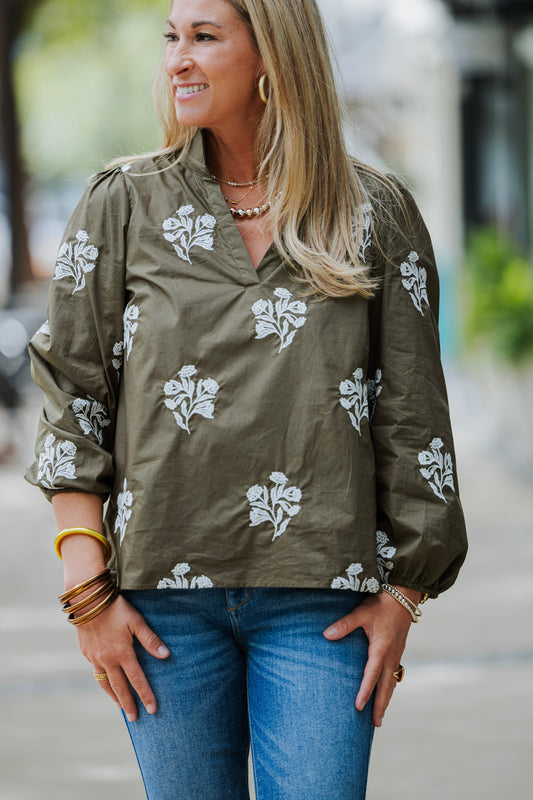 MOONLIT GRACE OLIVE KAYLA TOP