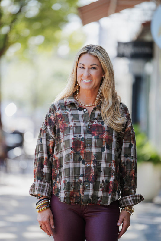GREENBRIAR PLAID ADRIANNA TOP