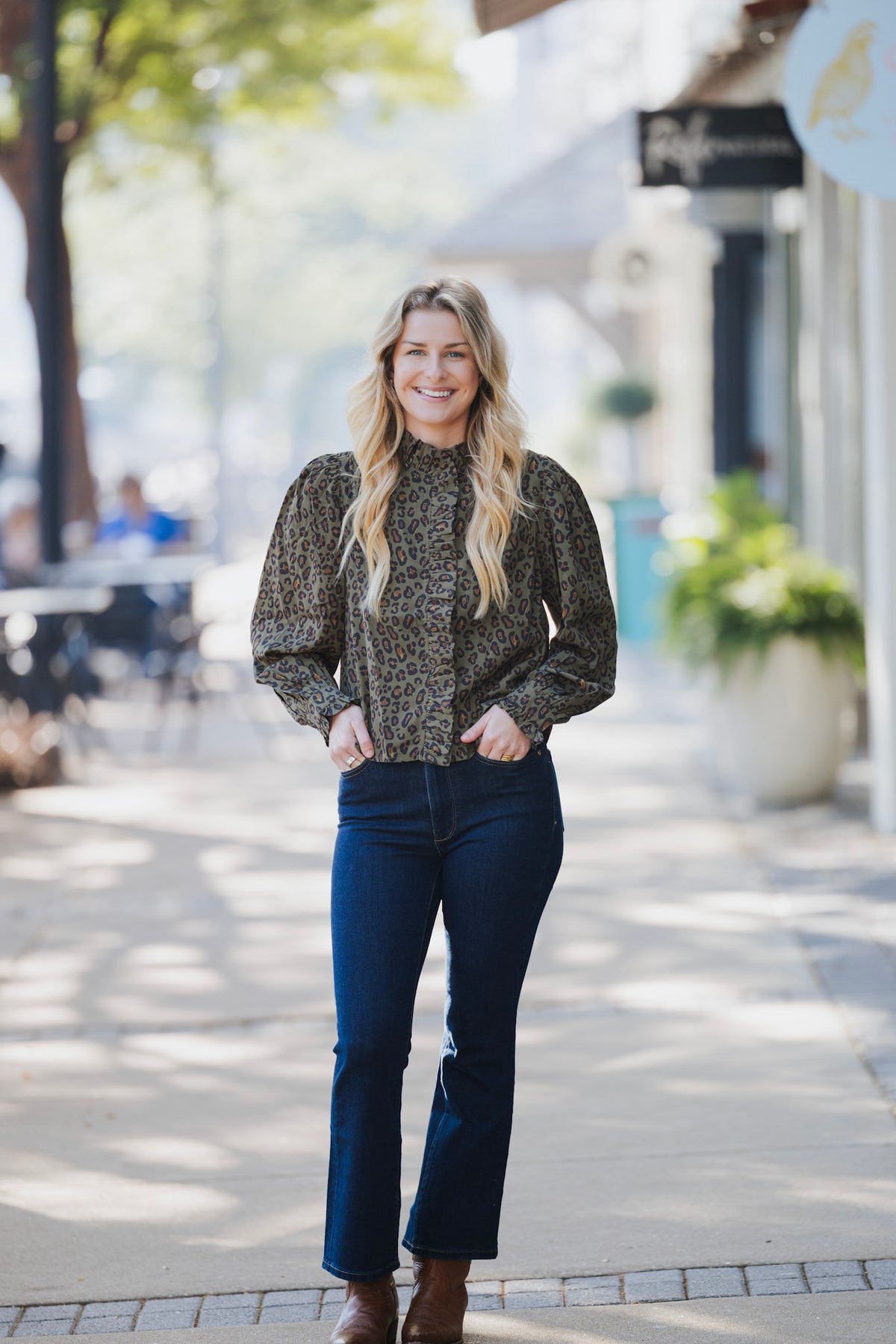 OLIVE LEOPARD BLOUSE