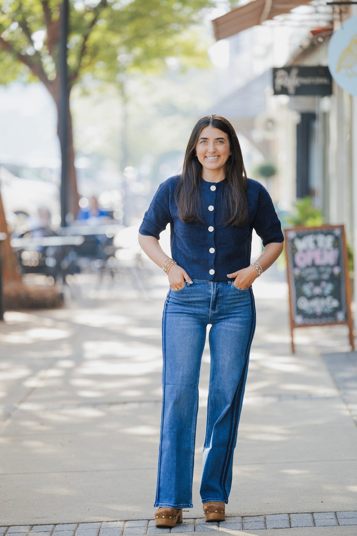 NAVY BASKET WEAVE SWEATER