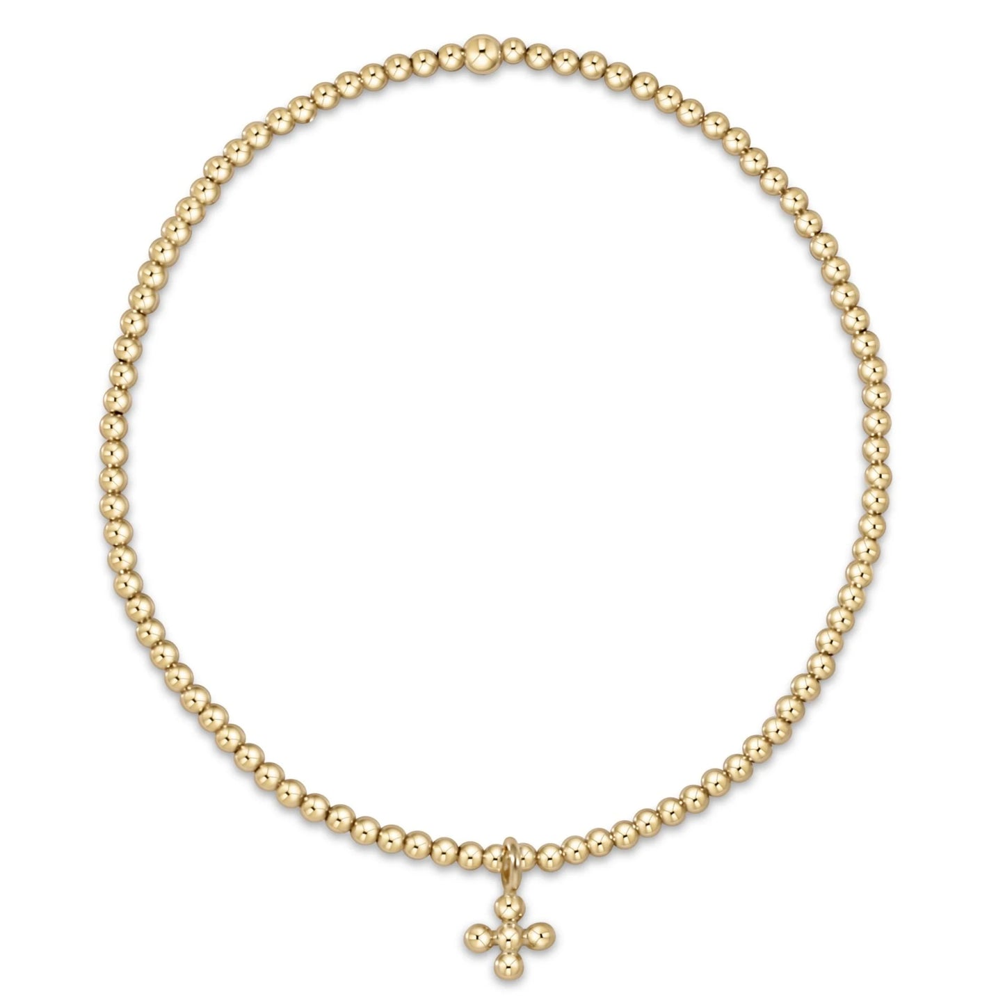 CLASSIC GOLD 2MM BEAD SIGNATURE CROSS SMALL CHARM