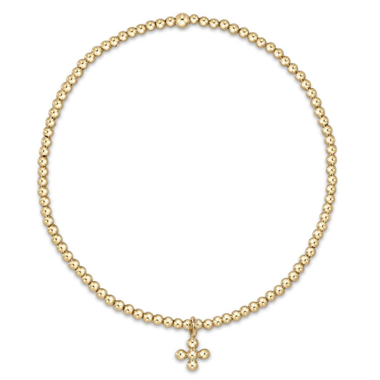 CLASSIC GOLD 2MM BEAD SIGNATURE CROSS SMALL CHARM