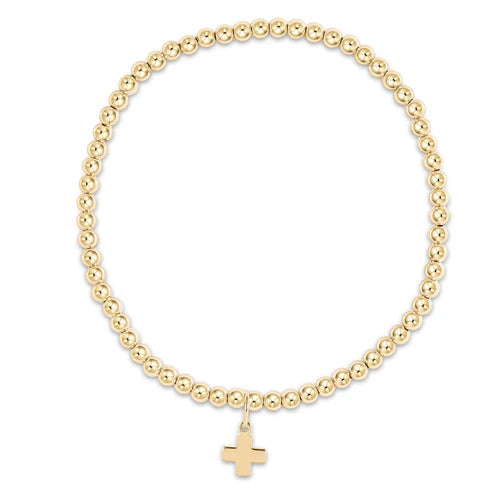 CLASSIC GOLD 2MM BEAD SIGNATURE CROSS