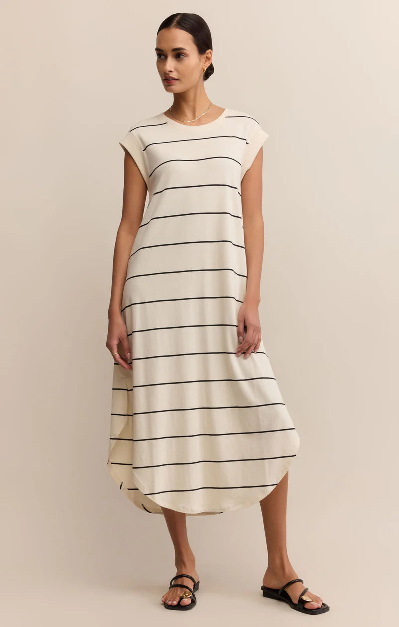 CALABASAS STRIPED MIDI DRESS