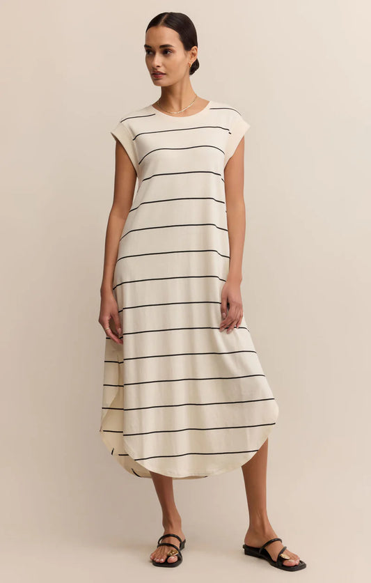 CALABASAS STRIPED MIDI DRESS