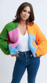 Karlie Colorblock Crochet Cardigan