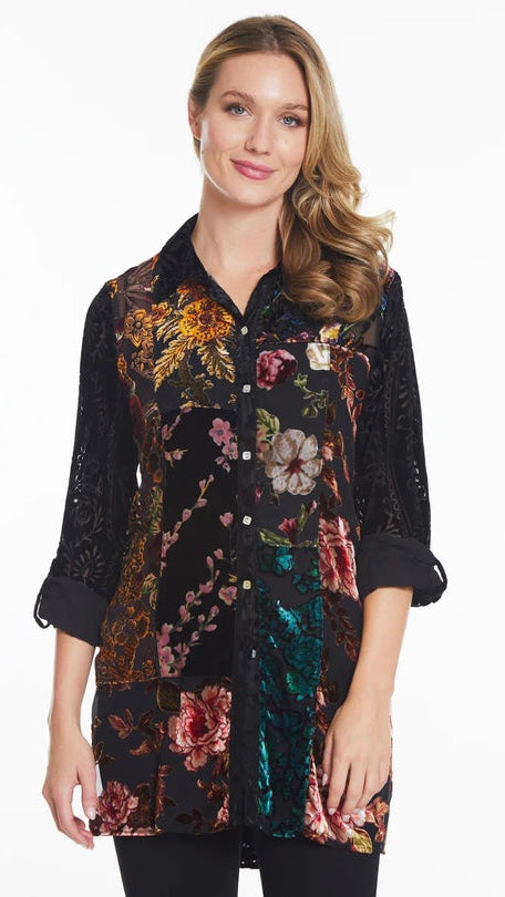 MIX VELVET BUTTON TOP
