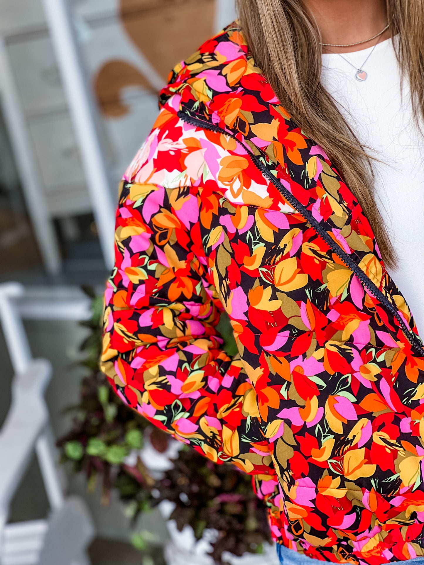 FLORAL BURST PUFFER JACKET