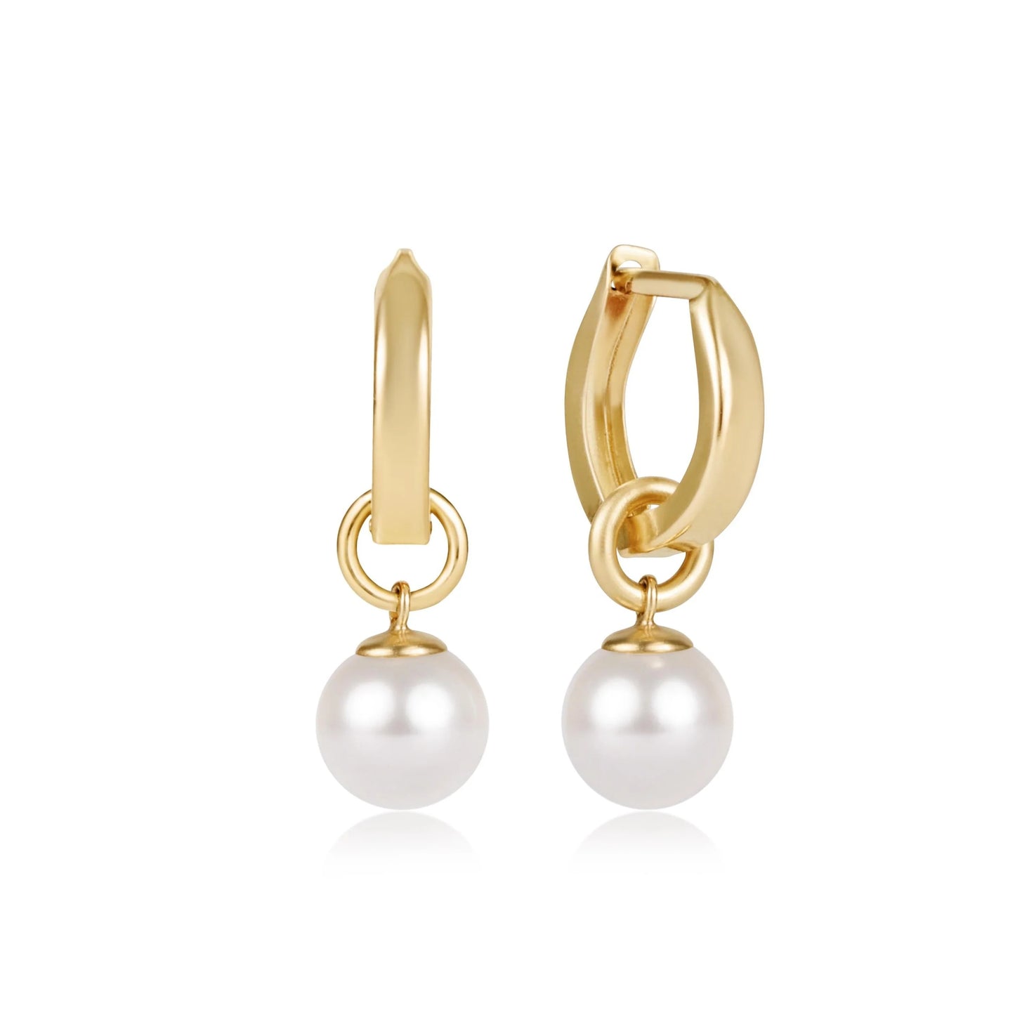 HUGGIE GOLD 0.5" HOOP - PEARL 8MM CHARM