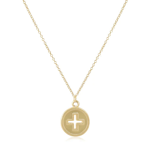 16'' NECKLACE GOLD- SIGNATURE CROSS GOLD DISC
