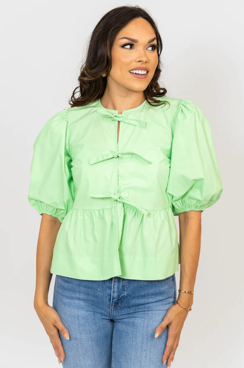 LIME SOLID KNOT TOP